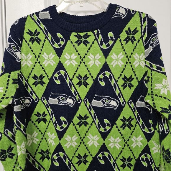 NFL Seattle Seahawks Ugly Christmas Sweater Men's Medium 100% Acrylic EUC - Picture 4 of 7
